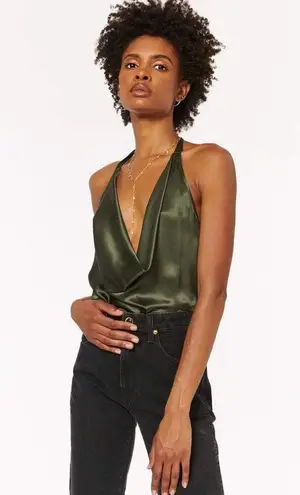 Cami NYC  Jackie Cami in Thyme Green Small Womens Silk Satin Halter Top