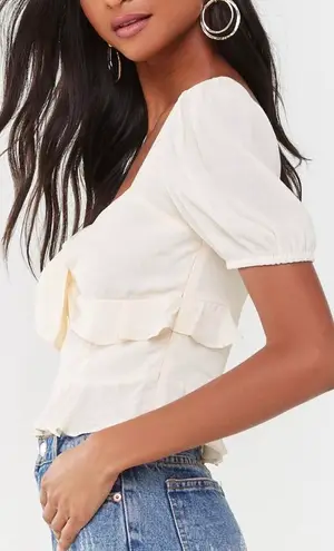 Forever 21 White Tie Front Top