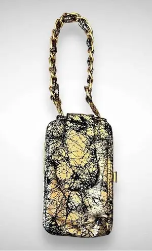 DEPECHE MODE NEW YORK Gold And Black ID Case/Wallet With Chain | EUC