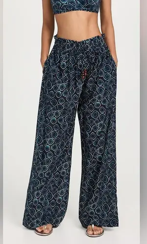 Ulla Johnson Blue Aquamarine Geometric Wide Leg Vanessa Pants | M Size M