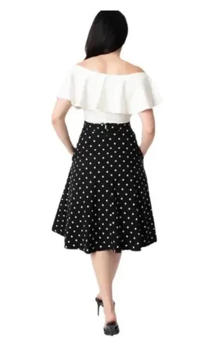 Unique Vintage Black&White Polka Dot Vivienne Swing Skirt Sz.5X/26