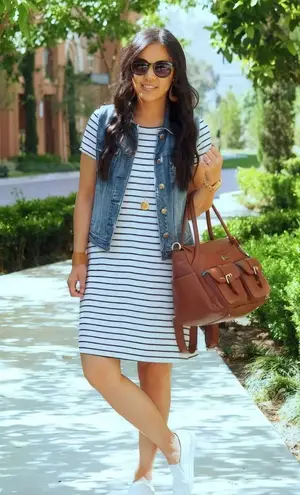 Heart & Hips Striped T-Shirt Dress Women's M/L Cotton Stretch Basic Travel Academia Preppy