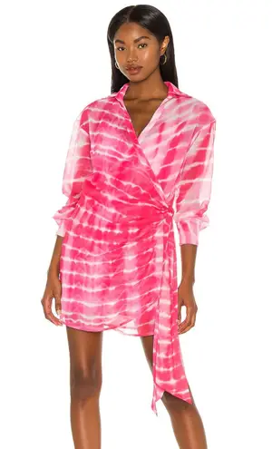 H:ours Jaqi Wrap Dress in Fuchsia Tie Dye Small