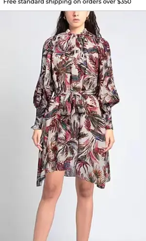 Chufy Red and Pink Mock Neck Bishop Sleeve Dress size M Size M