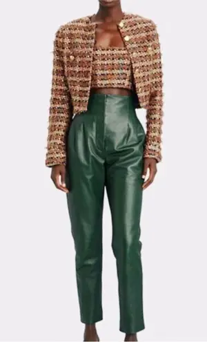 Torn By Ronny Kobo Ronny Kobo Collection cropped tweed boucle cropped jacket with tube top set NEW