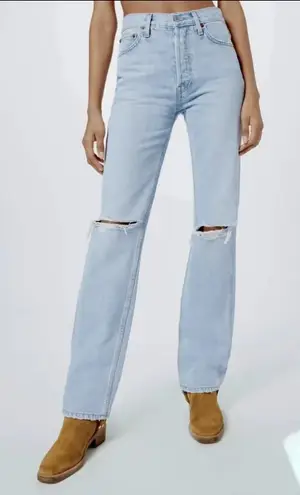 RE/DONE NWT ‘90s High Rise Loose Fit Jeans Bleach Destroy Women's Size 29