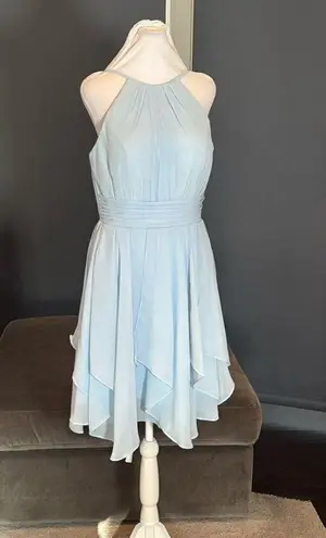 Women’s Short Pale Blue Homecoming Party Halter Dress Corset Back Size 8 **READ
