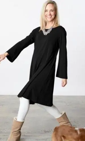 Bryn Walker Eugenia Dress Long Sleeve A-Line Bamboo Organic Cotton Brown XL