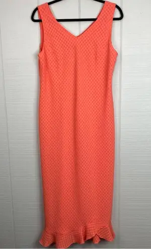 Plaza South Petite 2 Piece Gingham Orange Maxi Dress & Floral Button Up Top 12P