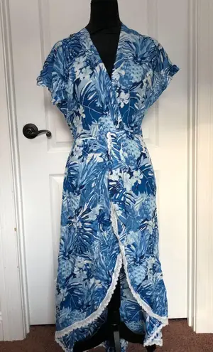 America & Beyond Womens Dress S Blue Floral V