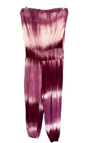 Sav LaBrant Boutique Purple Magenta Tie Dye Strapless Jumpsuit Size Medium