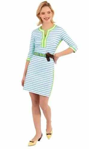 Gretchen Scott Dress XS The Hinckley Stripe Split Neck Short Shift Retro Preppy