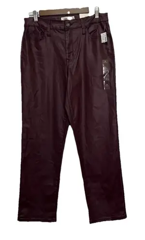 Edgely Women's Maroon/brown Faux Leather Pants Size 10 Slim Straight Ankle NWT