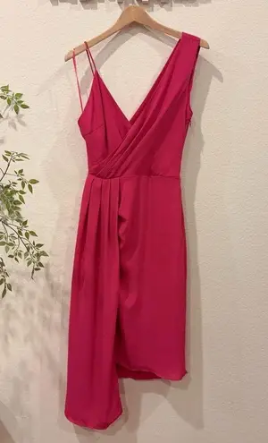 Keepsake Dreamlovers Asymmetric Draped Midi Dress in Magenta Size M NWT Purple Size M