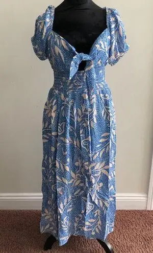Band Of The Free Boho Blue & Beige Maxi Dress