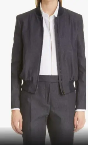 Max Mara Womens Preston Bomber Jacket 8 Denim Chambray Long Sleeve Tactical NEW