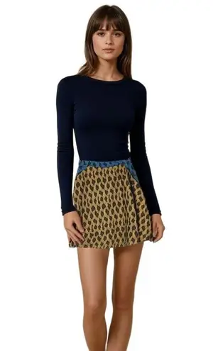 English Rose Womens Gold Blue A-line Pocketed Mini Sparkle Skirt Size Small