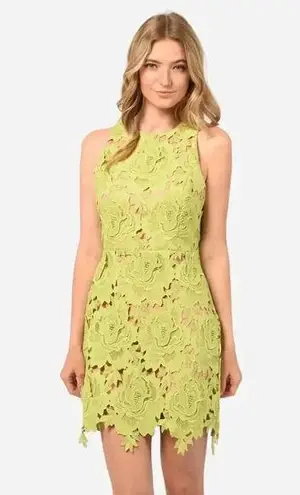 Adelyn Rae NWT! Cassie 3D Crochet Mini Dress in Lime Green Sz S