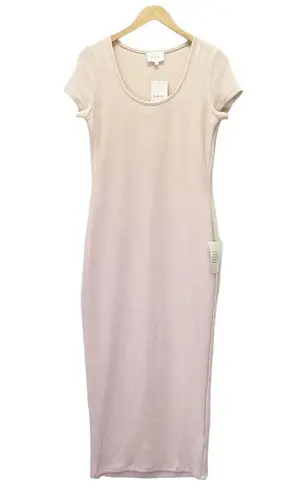 Bohme NWT Saya Midi Sweater Knit Scoop Neck Dress in Nude Cream Size Large NEW