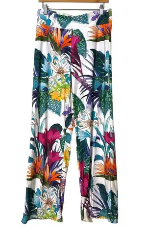 Trina Turk  Amazonia Roll-Top Coverup Pull on Tropical Floral Pants Medium