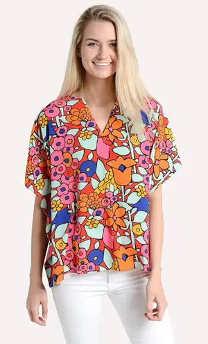 CROSBY by Mollie Burch Maggie Mod Pop Floral Multi Color Top Shirt Blouse