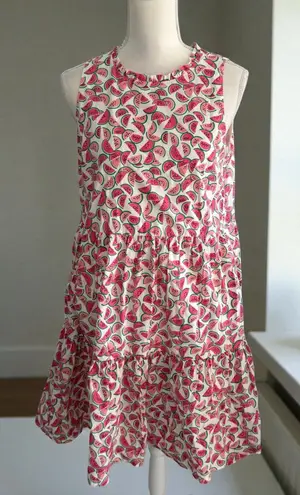J CREW High Neck Watermelon Print Tiered Dress Size 4 Pink