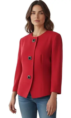 Vintage bankers club women’s wool 80’s 90’s office woman red blazer accent Size 8