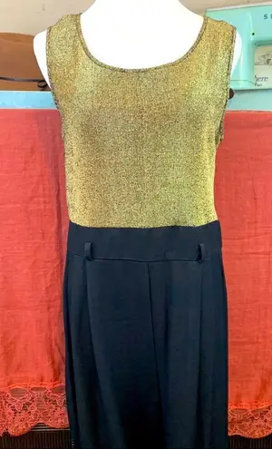 Vintage gold glitter and black lurex jumpsuit Black Size 8