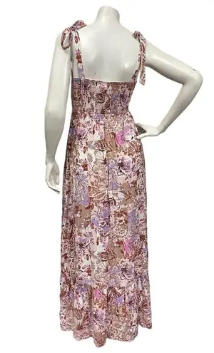 No Comment Women’s floral smocked tie shoulder midi dress small