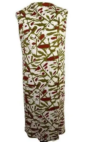 Saucony Sacony Ciella Vintage Red Green Sleeveless Shift Dress Size 8
