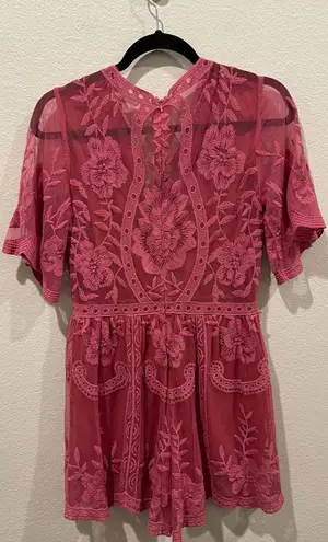 Honey Punch Raspberry Lace Romper