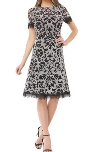 JS Collections Embroidered Lace Scalloped Trim Cocktail Dress Size 2 NWOT
