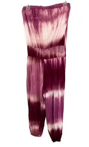 Sav LaBrant Boutique Purple Magenta Tie Dye Strapless Jumpsuit Size Medium