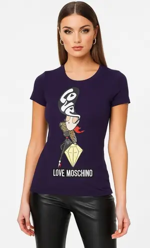 Moschino Love Diamond Lady Purple Short Sleeve Tee Size 4