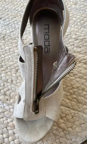 Moda Spana Light Beige Tan Wedge Heels