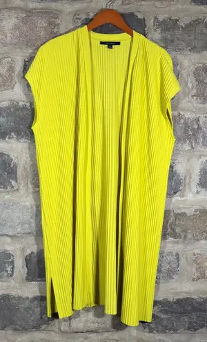 Marc New York Andrew Marc XL Sleeveless Pleated Duster Cardigan Yellow Bright - Image 1