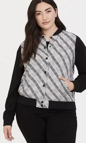 Torrid  Black Plaid Twill Bomber Jacket Size 3X