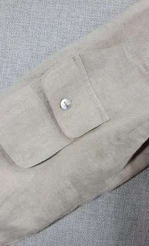 Richard Malcolm Womens Bomber Jacket Size S Cream Linen Zip Up Utility Cargo