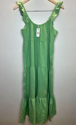 Marine layer Women's Size Large Jade Sheen Jude Flutter Sleeve Midi Dress NWT