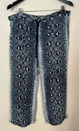 Joseph 100% Silk Pyjama Pants Size 40 Navy Cream Snakeskin Print Lounge Pant