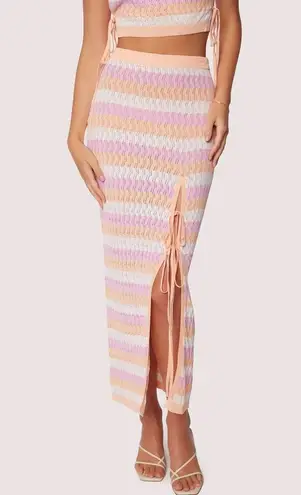 Lost + Wander NWT Mila Midi Skirt Orange Pink Multi One Size