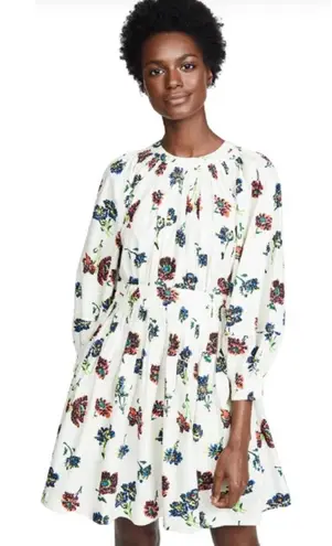 Ulla Johnson Joelle Poplin Floral Pleated High Neck Mini Dress Pockets Size 8