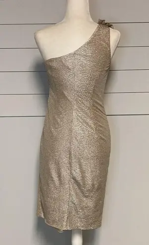 David Meister Metallic One-Shoulder Cocktail Dress