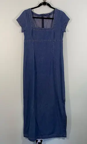 Boston Proper Vintage Denim Square Neck High Waist Short Sleeve Maxi Dress Sz 6 - Image 1