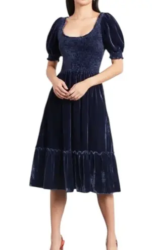 Hill House Louisa Nap Dress Blue Velvet Size XS