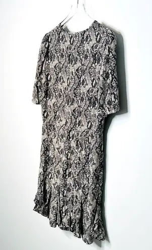 Veronica Beard Ried Python Snakeskin Brown Silk Crepe Mini Dress Size 14 NWT