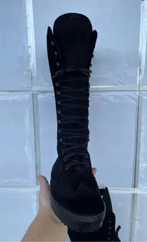 Tod's Gomminos combat moto style mid calf boots 6.5 Black