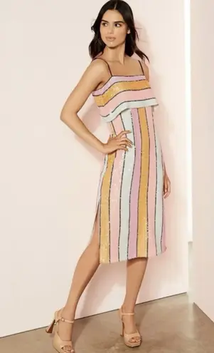 Gianni Bini NWT  Halston Multi-Color Sequin Stripe Midi Dress