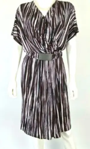Max Mara Italy y2k belted mesh dress brown cream fall designer formal casual