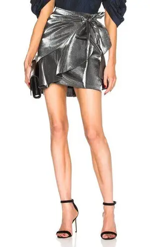 Cinq à Sept NWT Cinq a Sept Harley women’s A-line ruffle wrap gunmetal mini skirt size 0 XXS
